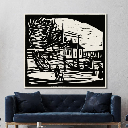 Capannone Sulla Riva Dell'Elba Ernst Ludwig Kirchner elk120 quadro stampato su tela