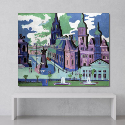 Veduta Della Schlossplatz Di Dresda 1926 Ernst Ludwig Kirchner elk156 quadro stampato su tela