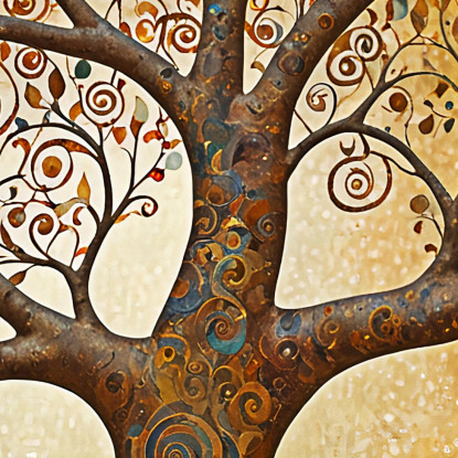 Quadro Albero Della Vita Cerchi Oro E Sfondo Astratto avt15 quadro stampato su tela