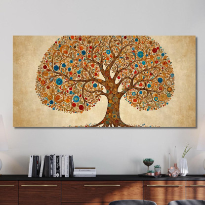 Quadro Albero Della Vita Cerchi E Colori Caldi avt23 quadro stampato su tela
