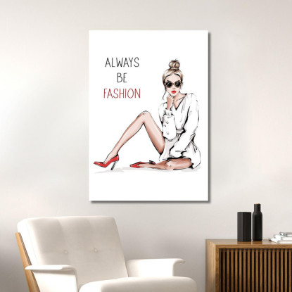 Quadro Donna Fashion Con Occhiali Vintage Fashion fsn38 quadro stampato su tela