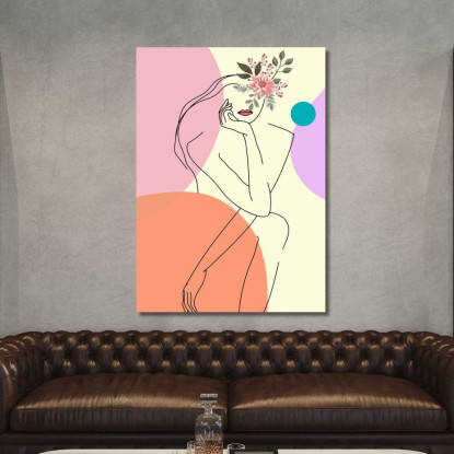Quadro Silhouette Donna Con Fiori Moderni Fashion fsn87 quadro stampato su tela