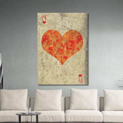 Quadro Carte Da Gioco Asso Di Cuori Floreale plc1 quadro stampato su tela