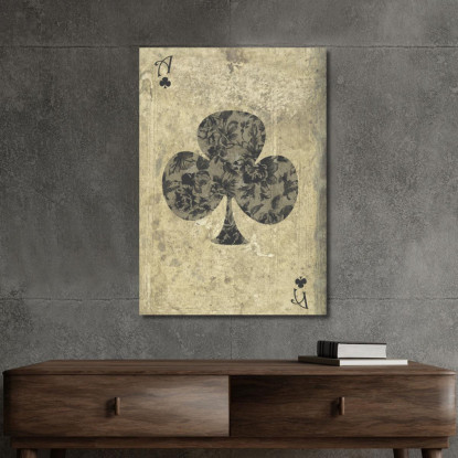 Quadro Carte Da Gioco Asso Di Fiori Floreale plc3 quadro stampato su tela