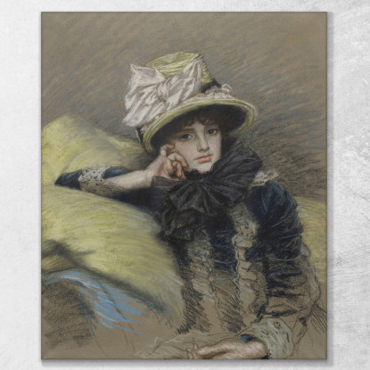 Ritratto Di Giovane Donna James Tissot jts73 quadro stampato su tela