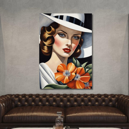 Fioritura Cremisi Stile Tamara de Lempicka ilmt2 quadro stampato su tela