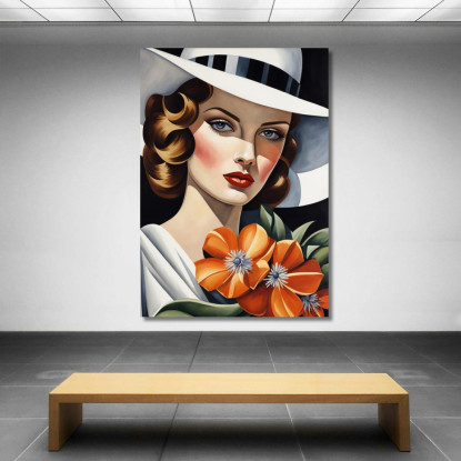 Fioritura Cremisi Stile Tamara de Lempicka ilmt2 quadro stampato su tela