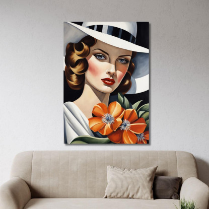 Fioritura Cremisi Stile Tamara de Lempicka ilmt2 quadro stampato su tela