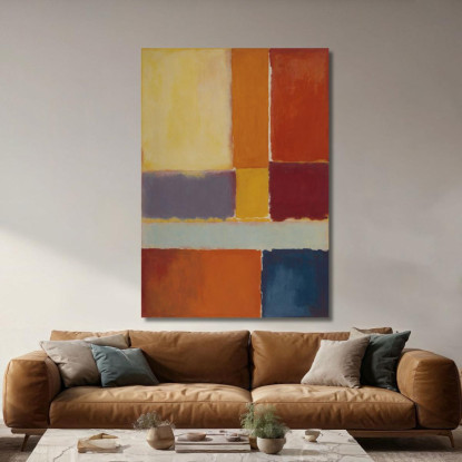 Giallo Dorato E Arancione Bruciato Con Cobalto Ispirato A Mark Rothko irhk12 quadro stampato su tela