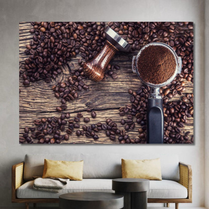 Quadro Moderno Caffè Macinato Su Legno Rustico foo13 quadro stampato su tela