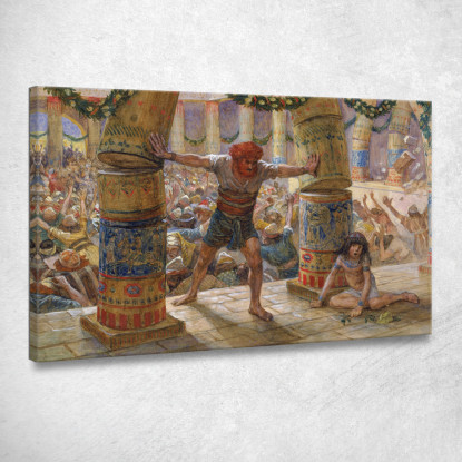 Sansone Mette Giù Le Colonne James Tissot jts89 quadro stampato su tela