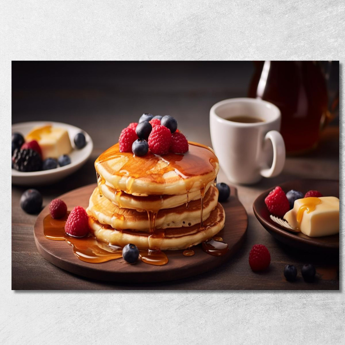 Quadro Moderno Pancakes Con Sciroppo D'Acero E Frutti Di Bosco foo87 quadro stampato su tela