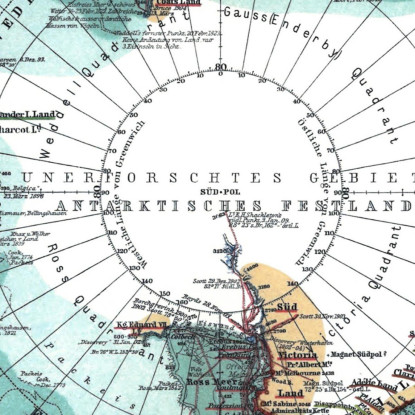 Quadro Mappa Dell'Antartide Storica Con Proiezione Polare E Dettagli Geografici Antichi map42 quadro stampato su tela