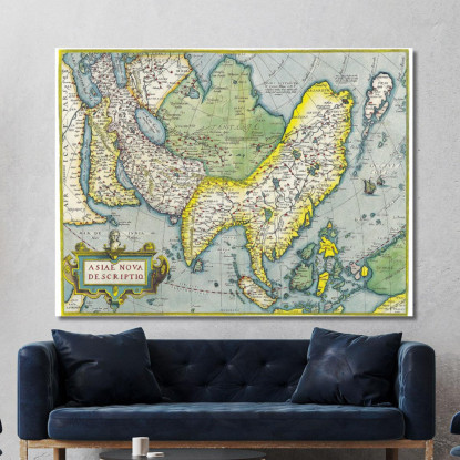 Quadro Mappa Storica Dell'Asia Con Dettagli Geografici E Stile Classico map51 quadro stampato su tela