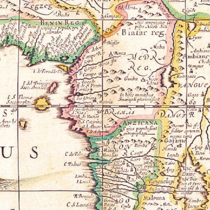 Quadro Mappa Storica Dell'Africa Con Elementi Decorativi Rinascimentali map54 quadro stampato su tela