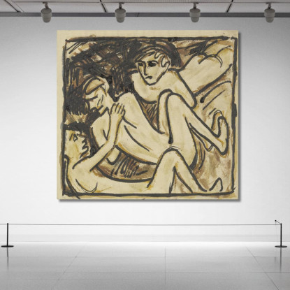 Tre Nudi Reclinati Christian Rohlfs cro80 quadro stampato su tela