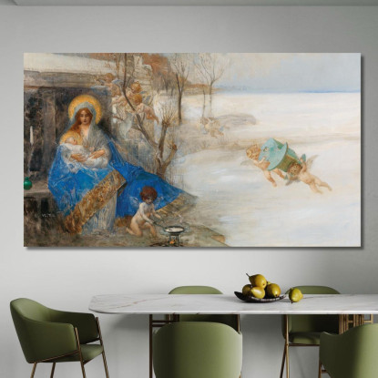 Madonna E Bambino Circondati Da Angeli Eduard Veith evt13 quadro stampato su tela
