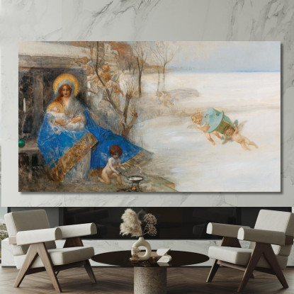 Madonna E Bambino Circondati Da Angeli Eduard Veith evt13 quadro stampato su tela