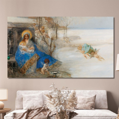 Madonna E Bambino Circondati Da Angeli Eduard Veith evt13 quadro stampato su tela