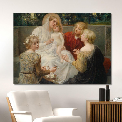 Madonna Con Gesù Circondata Da Bambini Eduard Veith evt14 quadro stampato su tela