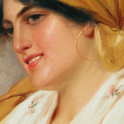 Una Ragazza Con Un Fazzoletto Giallo Eugen von Blaas evb4 quadro stampato su tela
