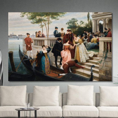 Arrivo Al Ballo Murano Eugen von Blaas evb19 quadro stampato su tela