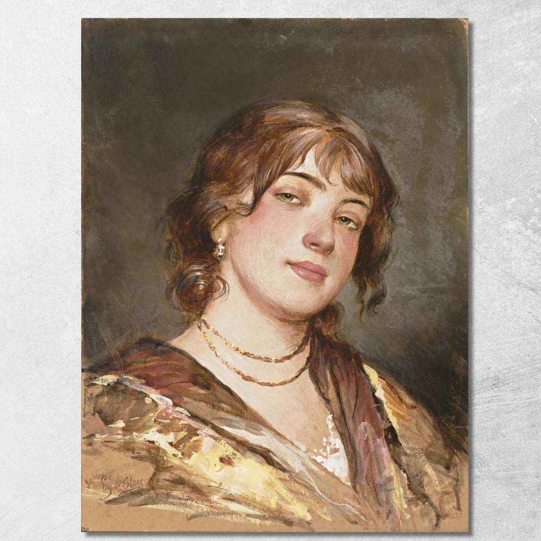 Ritratto Di Una Giovane Italiana Eugen von Blaas evb24 quadro stampato su tela