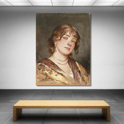 Ritratto Di Una Giovane Italiana Eugen von Blaas evb24 quadro stampato su tela