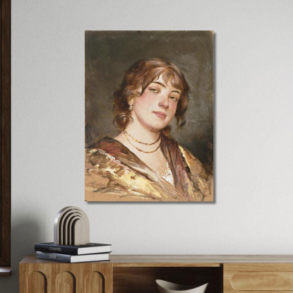 Ritratto Di Una Giovane Italiana Eugen von Blaas evb24 quadro stampato su tela