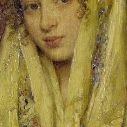 Ragazza Con Uno Scialle Giallo Eugen von Blaas evb34 quadro stampato su tela