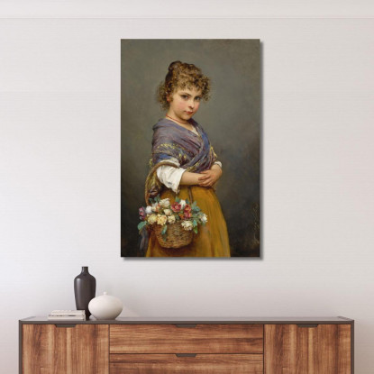 Giovane Ragazza Con Un Cesto Di Fiori Eugen von Blaas evb77 quadro stampato su tela