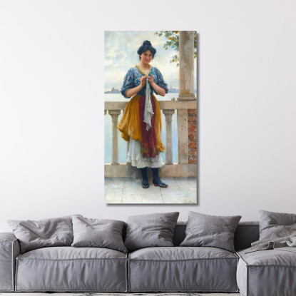 Giovane Ragazza Davanti Alla Laguna Di Venezia Eugen von Blaas evb78 quadro stampato su tela