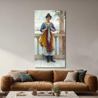Giovane Ragazza Davanti Alla Laguna Di Venezia Eugen von Blaas evb78 quadro stampato su tela