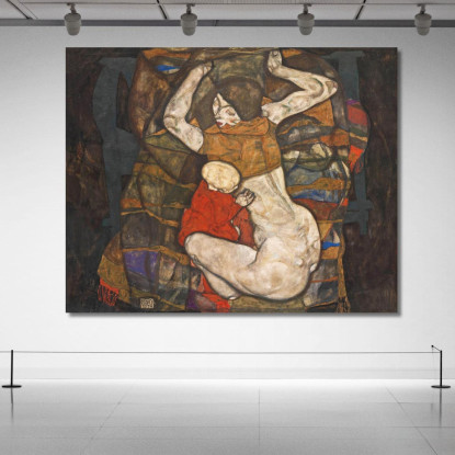 Giovane Madre Egon Schiele esh9 quadro stampato su tela