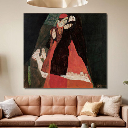 Cardinale E Suora (Carezza) Egon Schiele esh28 quadro stampato su tela