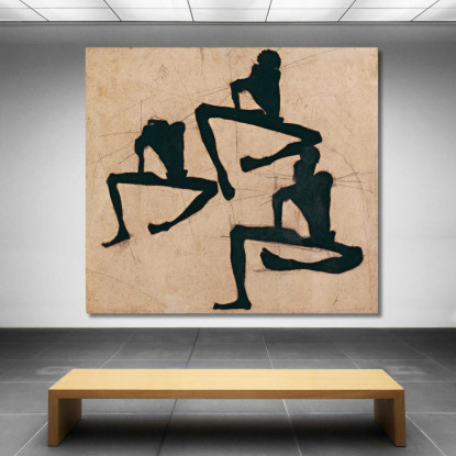 Composizione Con Tre Nudi Maschili Egon Schiele esh29 quadro stampato su tela