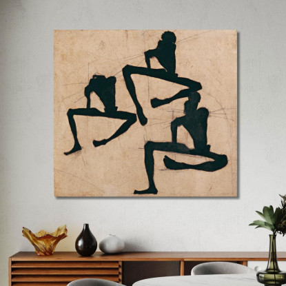 Composizione Con Tre Nudi Maschili Egon Schiele esh29 quadro stampato su tela