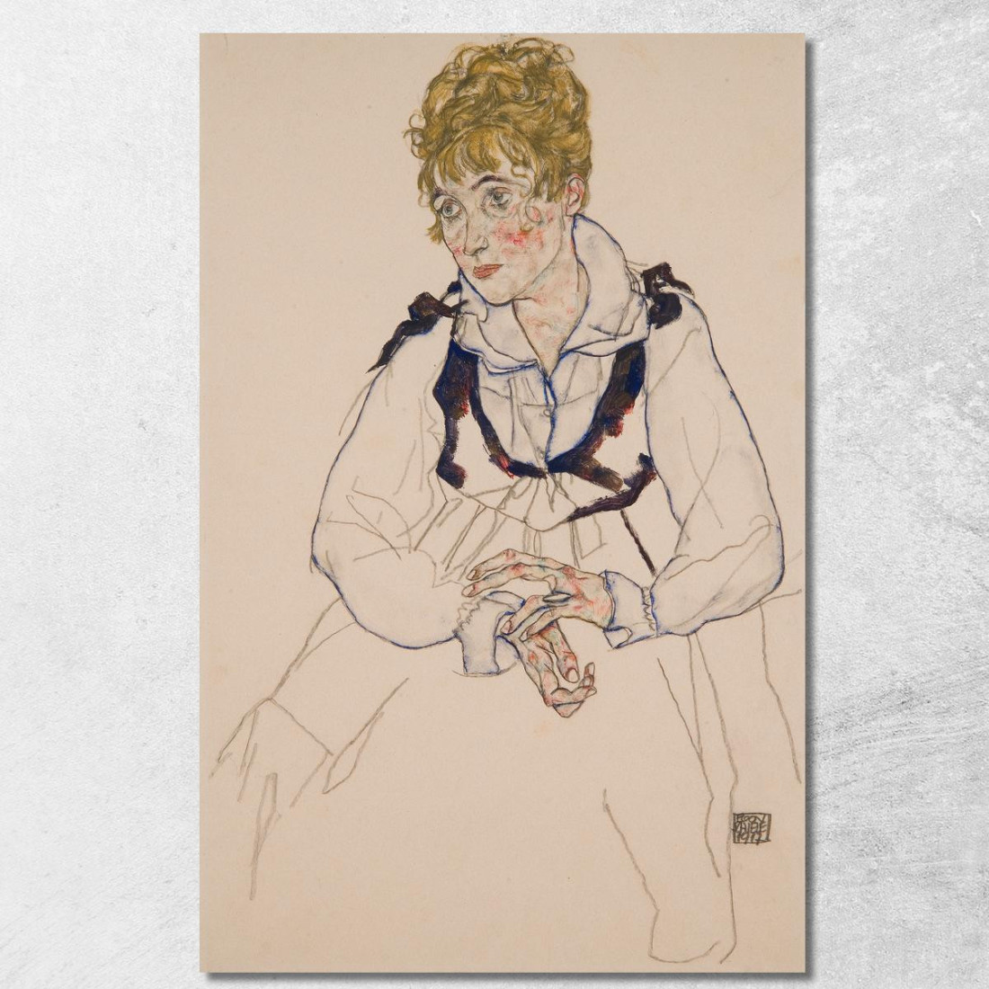 La Moglie Dell'Artista Seduta (Edith Schiele) Egon Schiele esh42 quadro stampato su tela