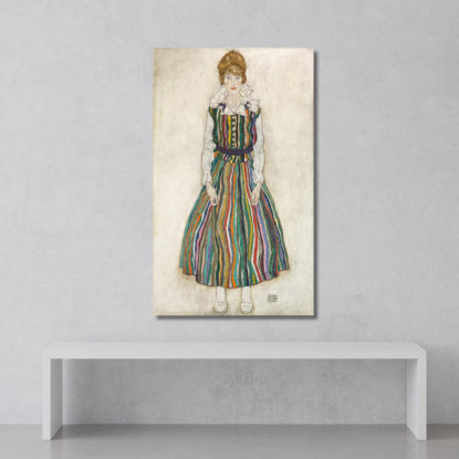 Egon Schiele - Ritratto Di Edith La Moglie Dell'Artista Egon Schiele esh47 quadro stampato su tela