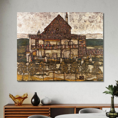 Case Con Bucato Seeburg Egon Schiele esh70 quadro stampato su tela