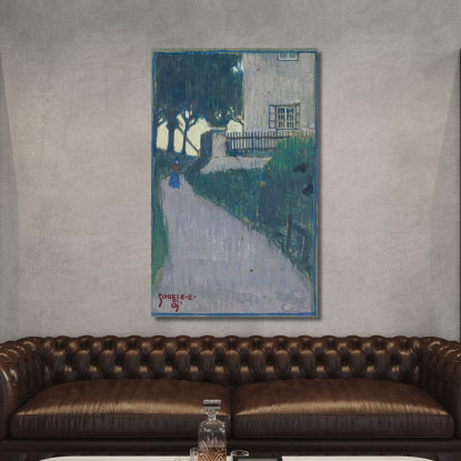 Paesaggio Con Casa Alberi E Figura Femminile Egon Schiele esh82 quadro stampato su tela