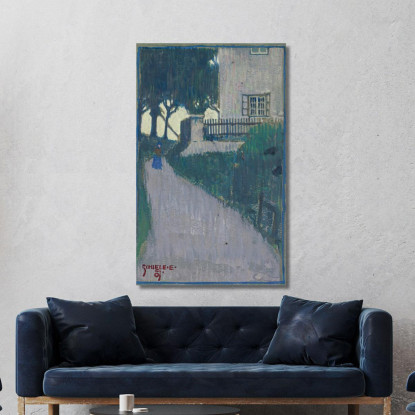 Paesaggio Con Casa Alberi E Figura Femminile Egon Schiele esh82 quadro stampato su tela