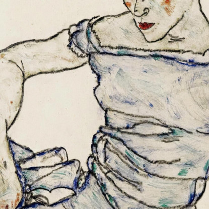 Donna Seduta Con Calze Viola Egon Schiele esh164 quadro stampato su tela