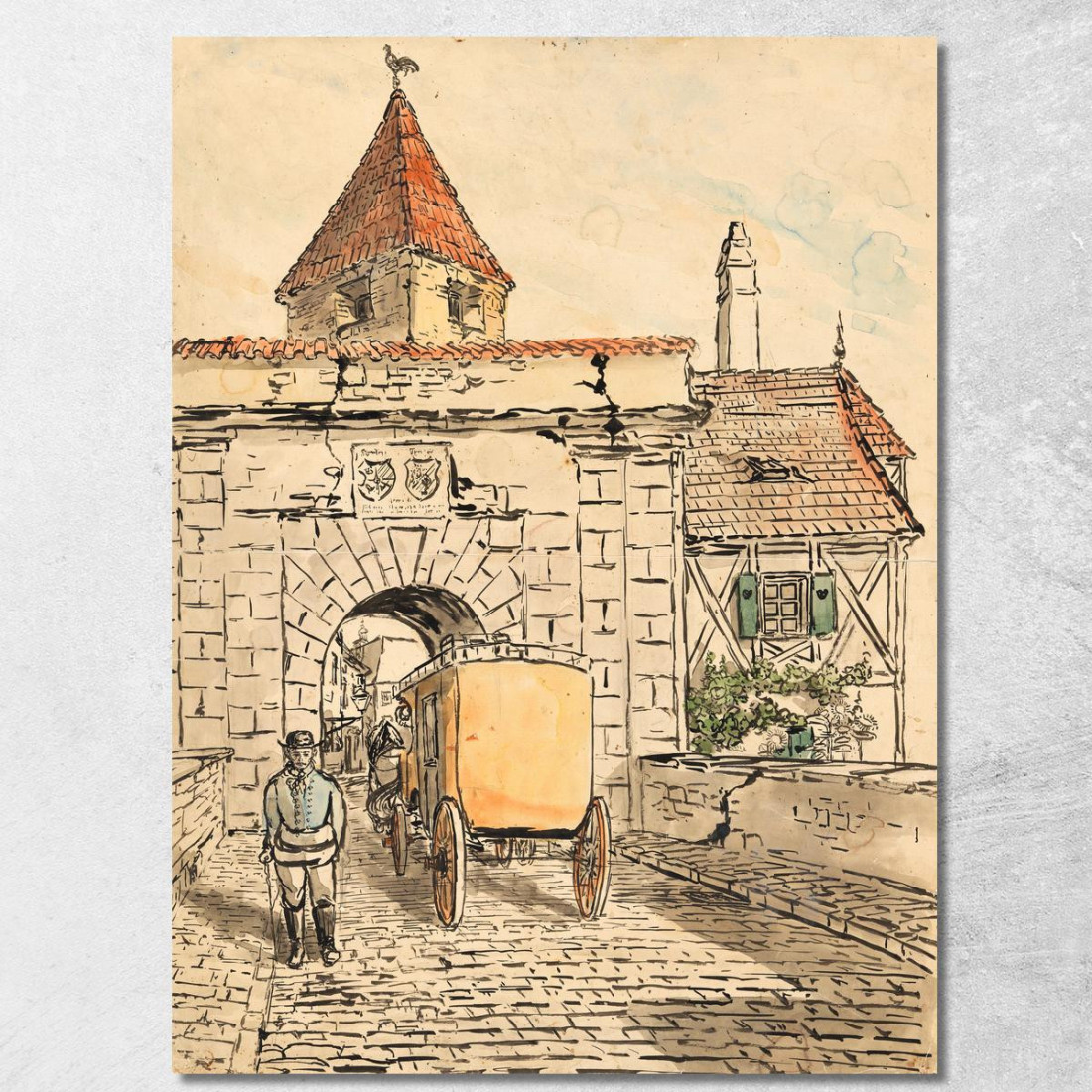Porta Della Città Con Carrozza (Lavoro Scolastico) Egon Schiele esh175 quadro stampato su tela