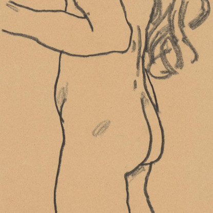 Ragazza Nuda In Piedi Rivolta A Sinistra Egon Schiele esh177 quadro stampato su tela