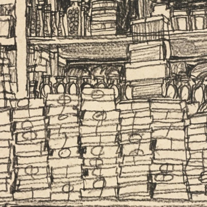 Deposito Di Rifornimenti Con Lavoratore Civile A Vienna Schottenfeldgasse Egon Schiele esh189 quadro stampato su tela