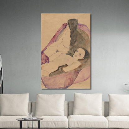 Due Nudi Reclinati Egon Schiele esh197 quadro stampato su tela