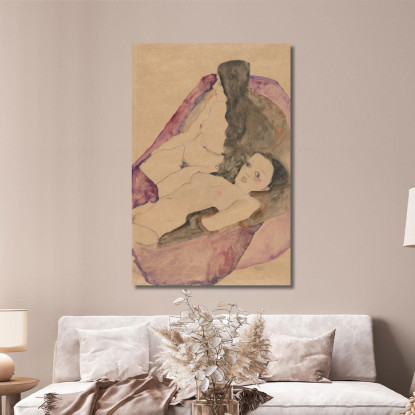 Due Nudi Reclinati Egon Schiele esh197 quadro stampato su tela