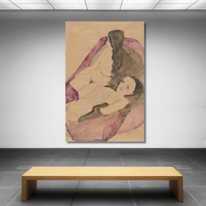Due Nudi Reclinati Egon Schiele esh197 quadro stampato su tela