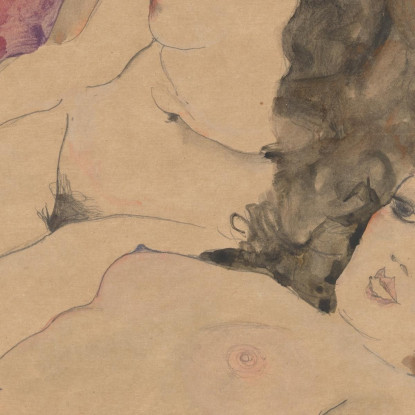 Due Nudi Reclinati Egon Schiele esh197 quadro stampato su tela